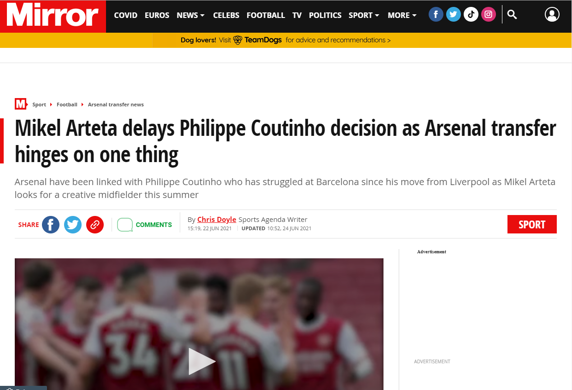 Transfer market Coutinho substitute for Odegaard