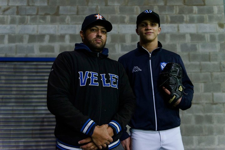 Ignacio Vazquez with his coach, Marcelo Alfonsin, who was hired by the Dominican branch of a Houston team.  Photo: Andres D'Elia.