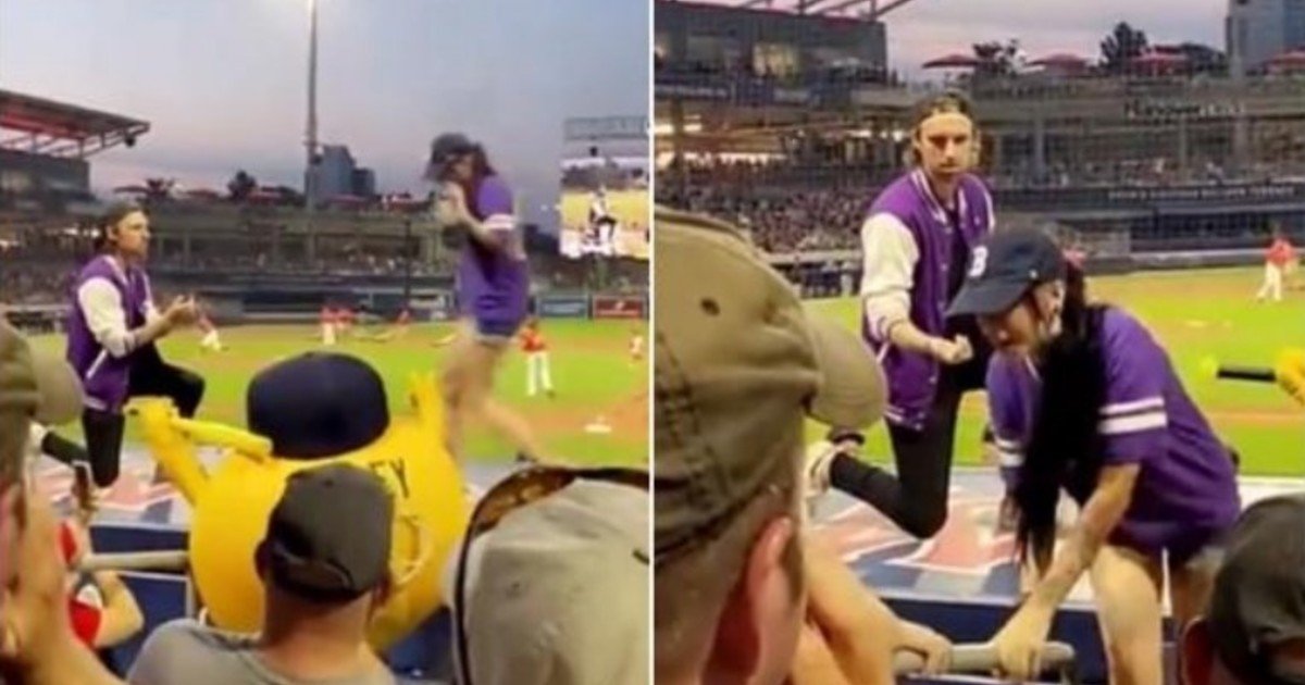 He asked her to marry him in the middle of a baseball game and the girl ran away
