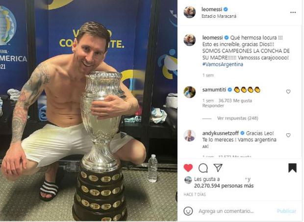Lionel Messi and his photography with the Copa América breaks a record on Instagram.  (Photo: Instagram)