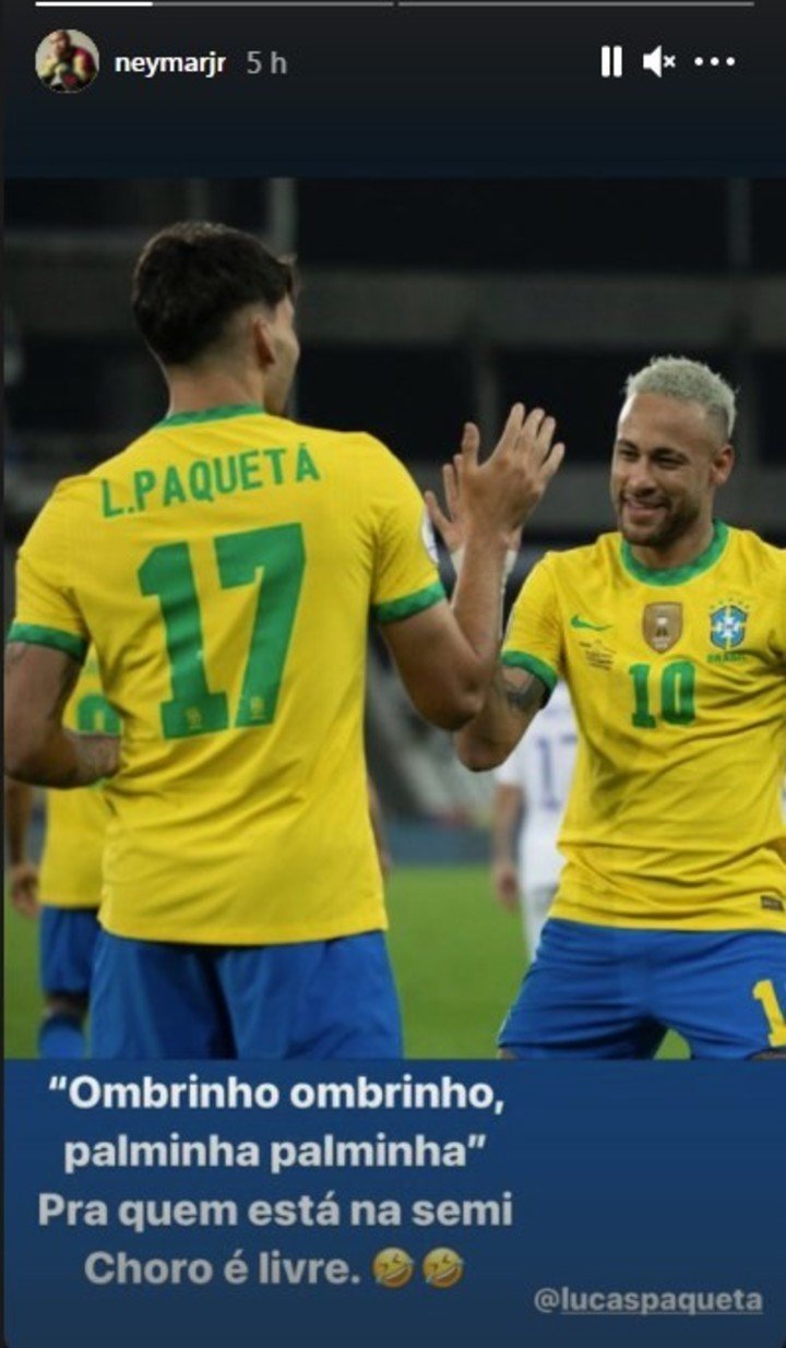 Neymar was active on his Instagram account: he celebrated with Lucas Paquetá and sent a message to Arturo Vidal.