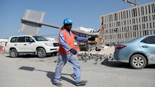 Construction worker in Qatar.