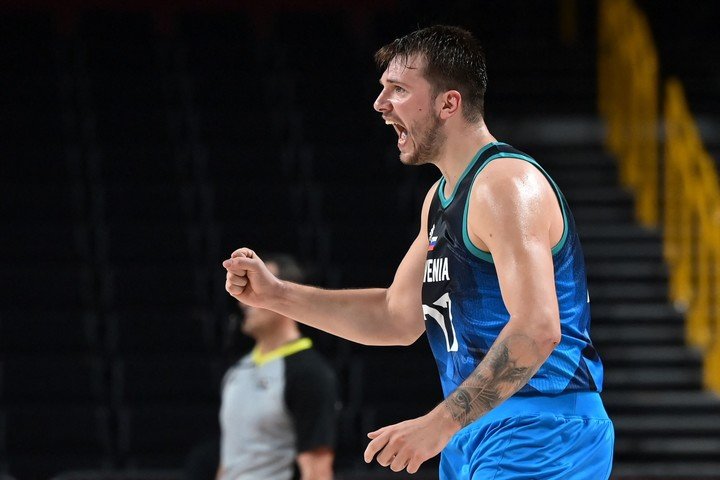 Luka Doncic at the Tokyo 2020 Olympic Games (Photo by Aris MESSINIS / AFP)