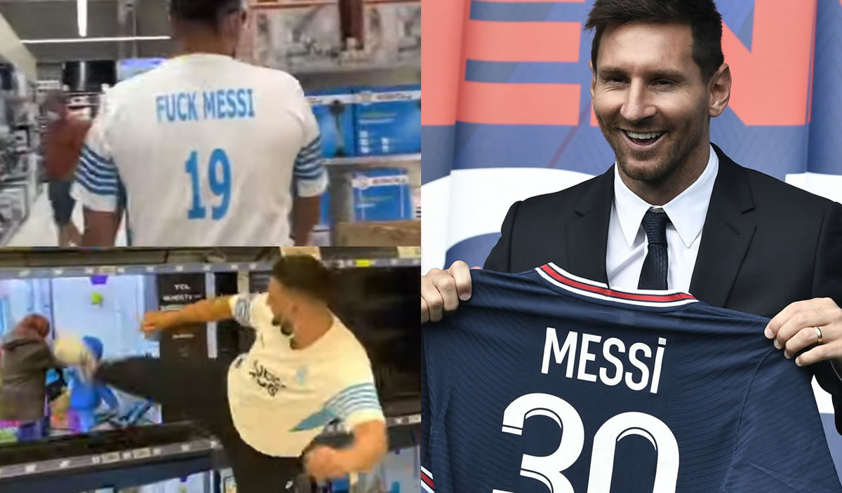 Fuck Messi Marseille fan destroys televisions in store VIDEO