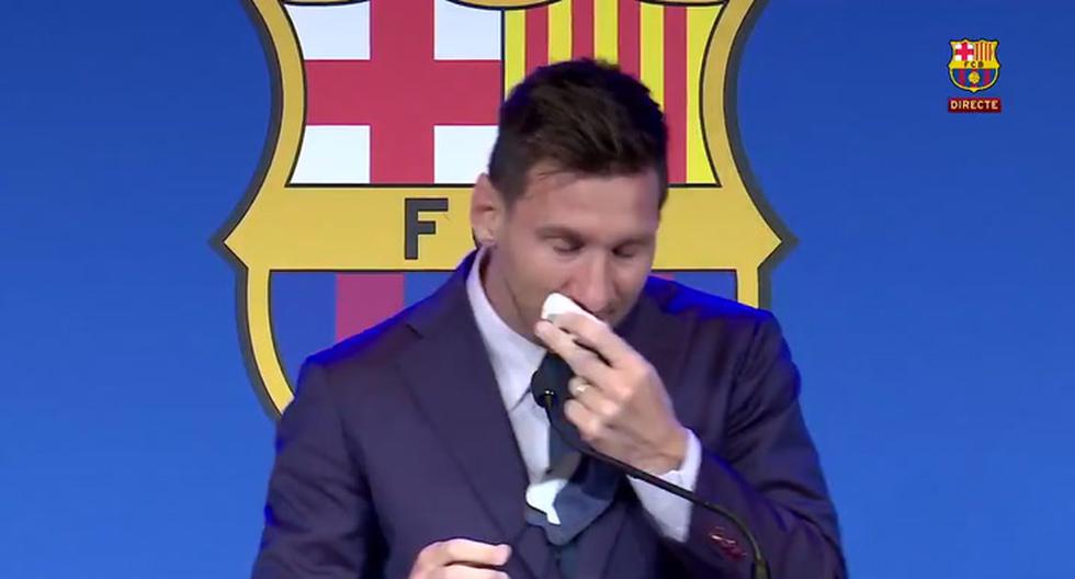 Uncontrollable Messi burst into tears before starting his farewell conference