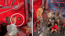 Seth Rollins is attacked by a spontaneous during a WWE program