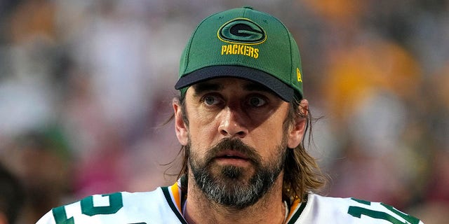 Green Bay Packers quarterback Aaron Rodgers during the first half of an NFL football game against the Arizona Cardinals, Thursday, Oct. 10, 2019. Feb. 28, 2021, in Glendale, Arizona.