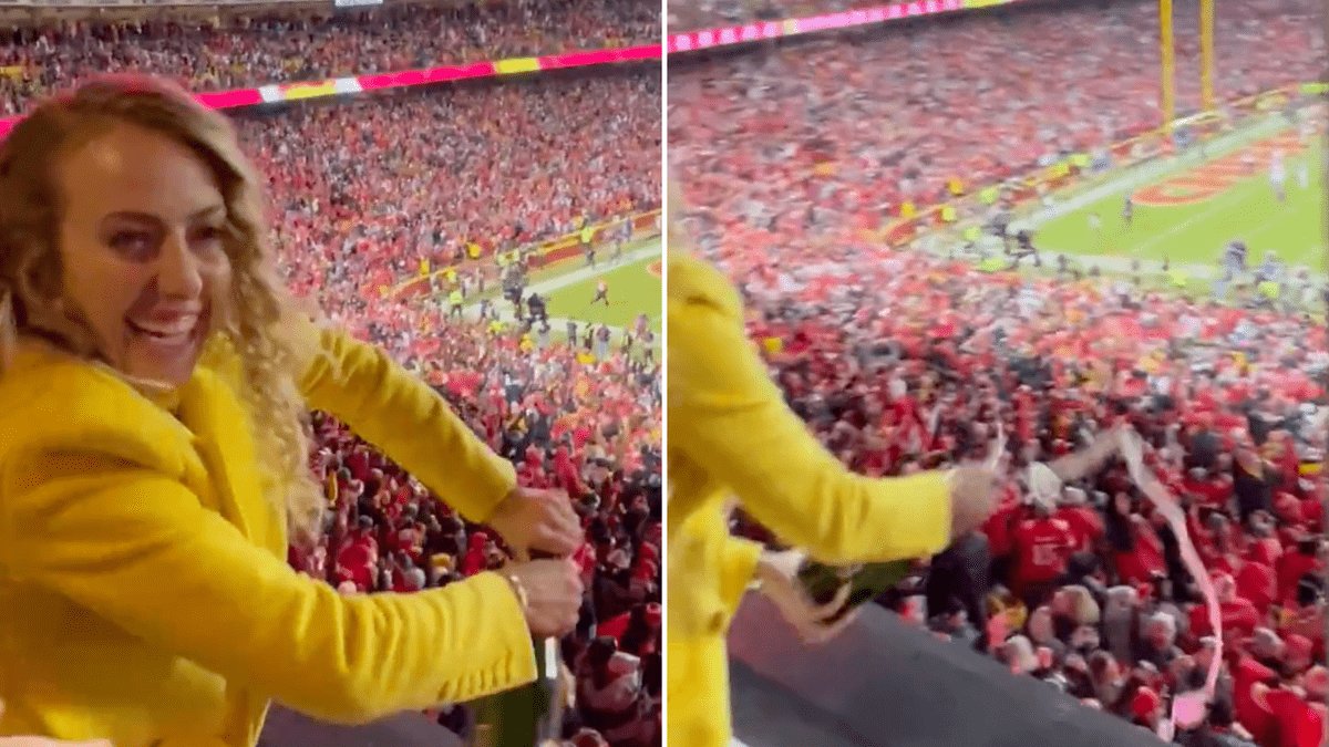 Patrick Mahomes wife criticized for spraying champagne on NFL fans