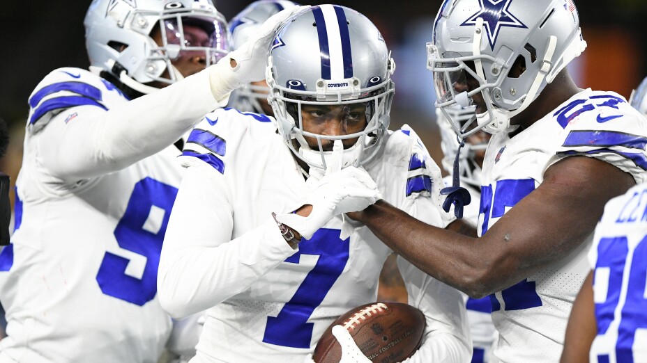 Trevon Diggs celebrates with the Cowboys