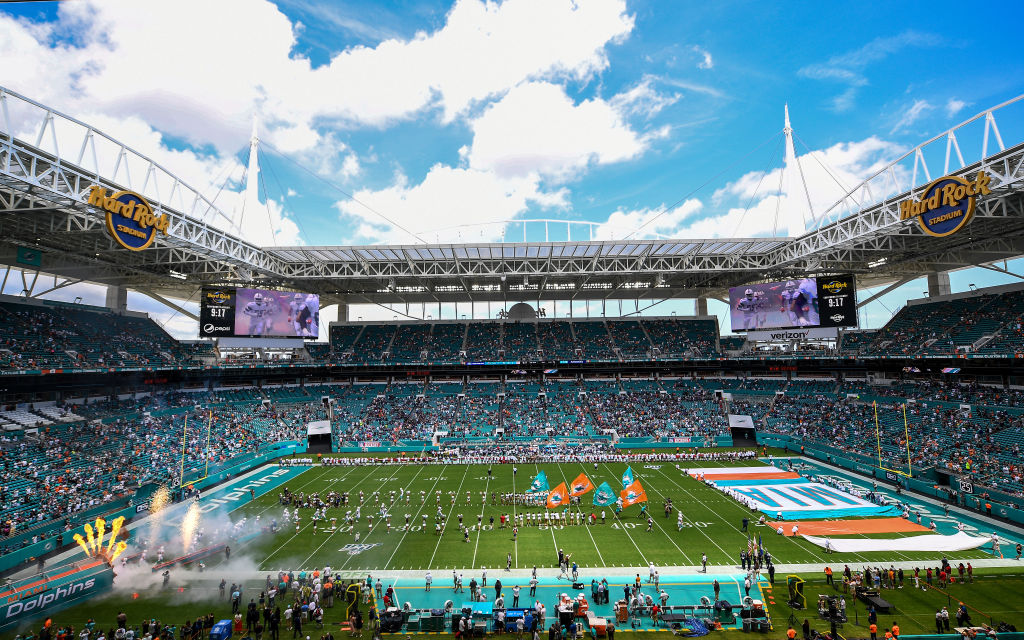 Hard Rock Stadium, home of the Dolphins in the NFL