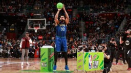 Karl-Anthony Towns becomes the first Latino to win a three-point shootout in the NBA