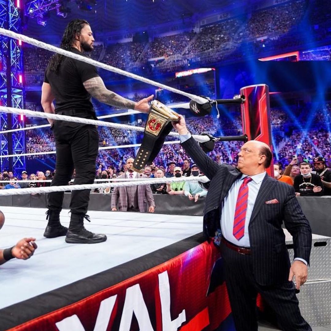Paul Heyman and Roman Reigns - WWE Royal Rumble 2022