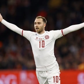 Unusual: Eriksen was thrown a coin on his return with Denmark