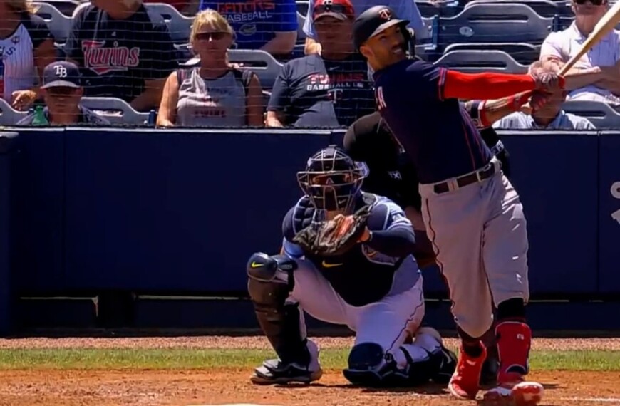Carlos Correa hit his first home run with the Twins in Spring Training