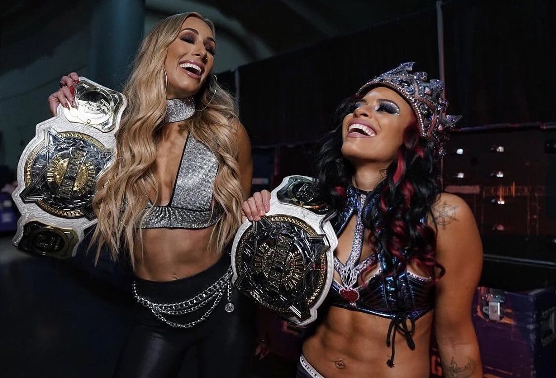 Carmella and Queen Zelina as WWE Tag Team Champion