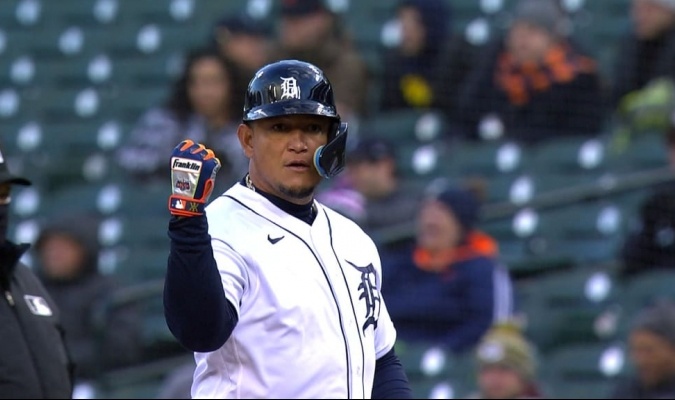 Miguel Cabrera on fire sounds three hits and is only