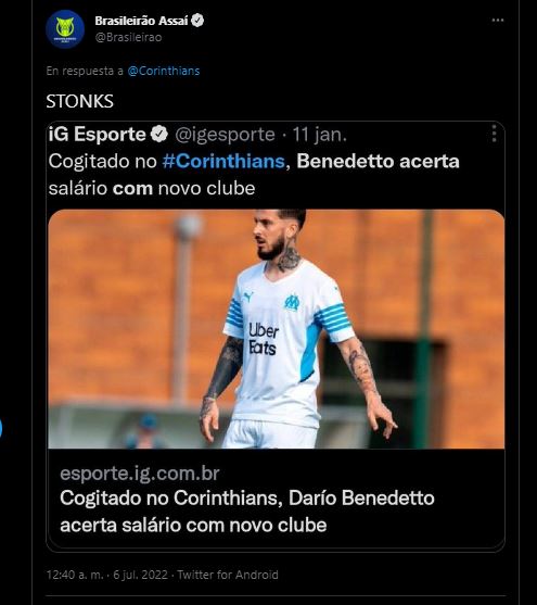 The mockery of the official account of the Brazilian