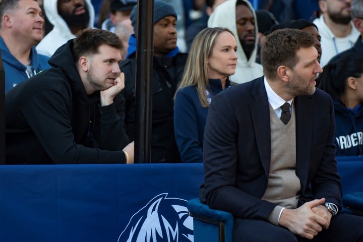 Doncic, the star of the present, accompanied Nowitzki at the opening. (AP)